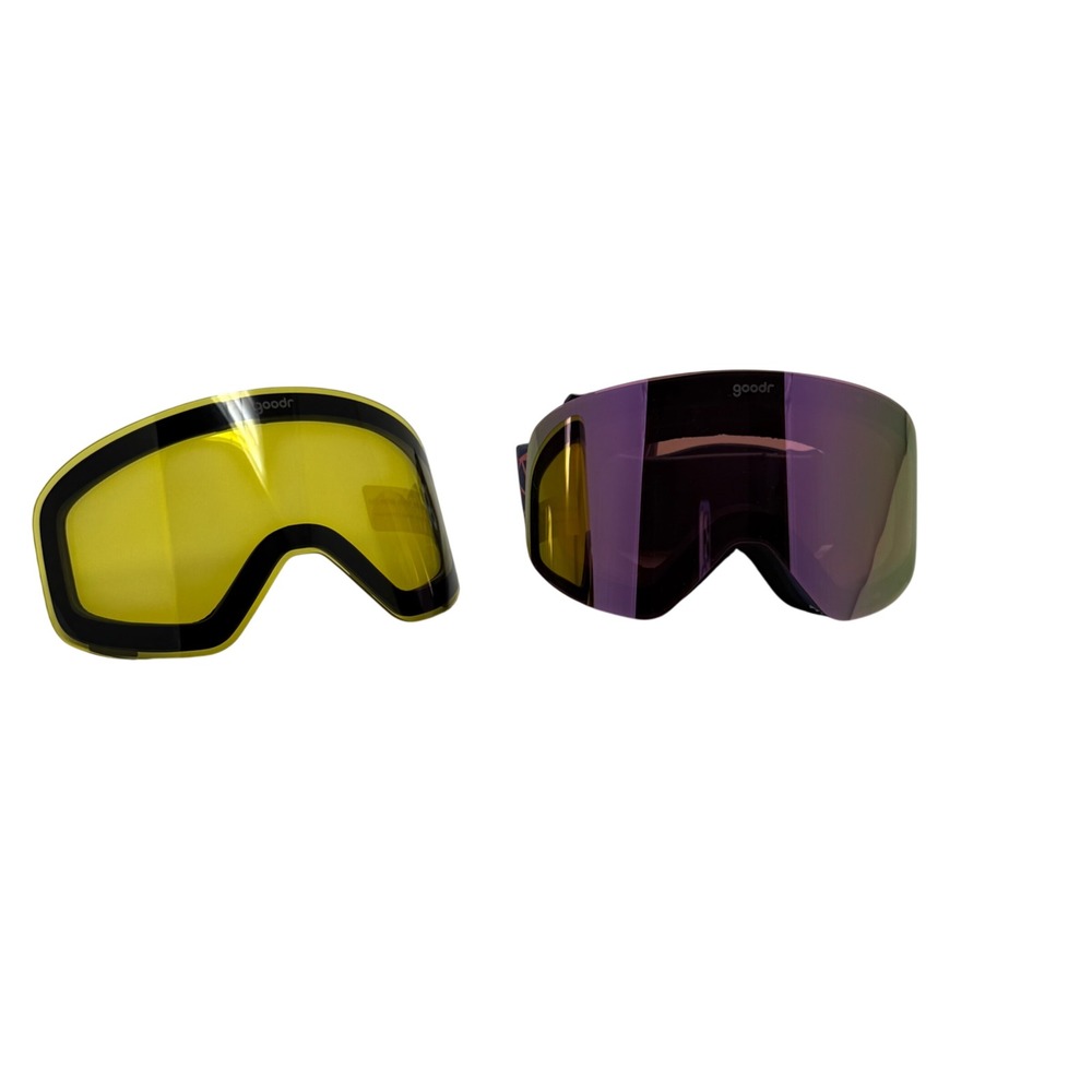 Goodr Snow Goggles Purple Pink Mirrored Yellow Interchangeable Lens Ski Board